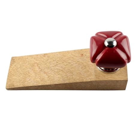 2 Pieces Solid Cherry Square Ceramic Door Stopper